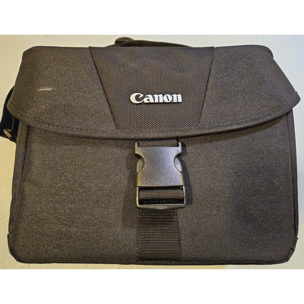 Canon Camera Shoulder Bag Black Canvas Padded Case with Adjustable Strap‎